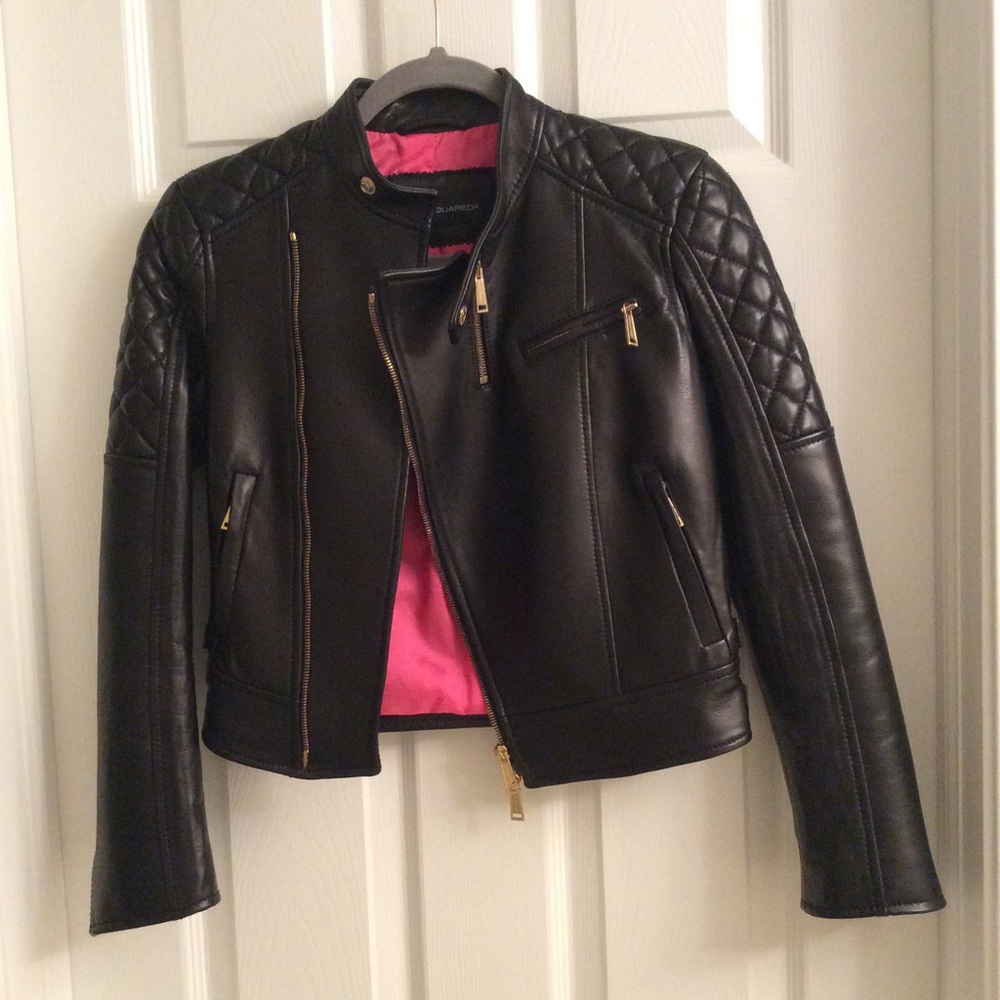 NWOT Dsquared2 woman’s leather biker jacket